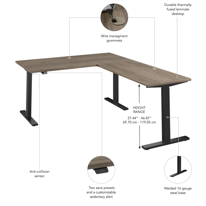 Move 60 Series 60W Height Adjustable L Shaped Standing Desk