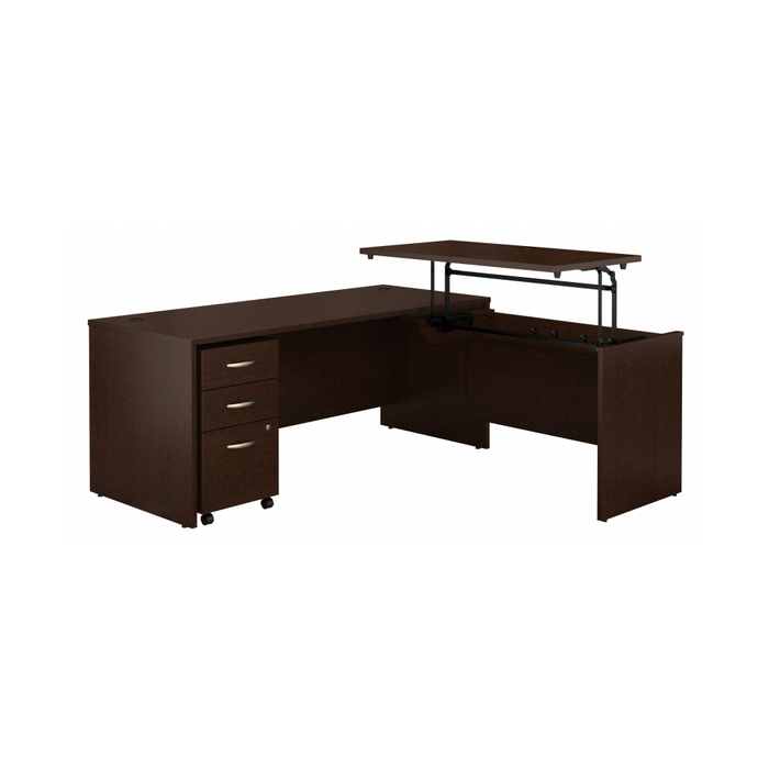 Series C 72W x 30D 3 Position Sit to Stand L Shaped Desk with Mobile File Cabinet