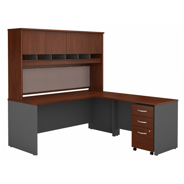 Series C 72W L Shaped Desk with Hutch and Mobile File Cabinet