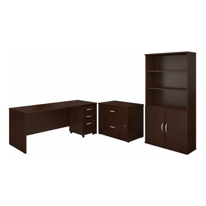 Series C 72W Office Desk with Bookcase and File Cabinets