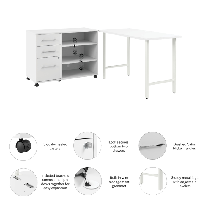 Hustle 48W x 24D Computer Desk and Storage Cabinet with Drawers and Shelves