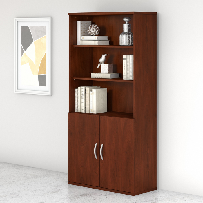 Studio C Tall 5 Shelf Bookcase with Doors