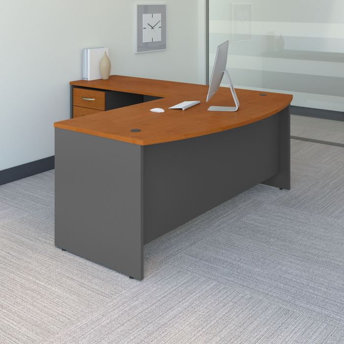 Series C 72W Bow Front L Shaped Desk with 48W Return and Mobile File Cabinet