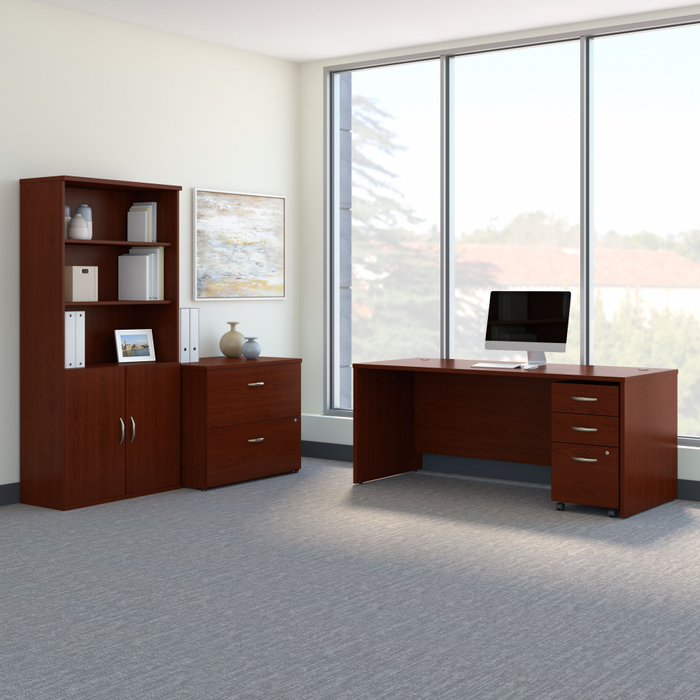 Series C 72W Office Desk with Bookcase and File Cabinets