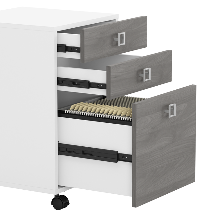 Echo Bow Front Desk and Credenza with Mobile File Cabinet