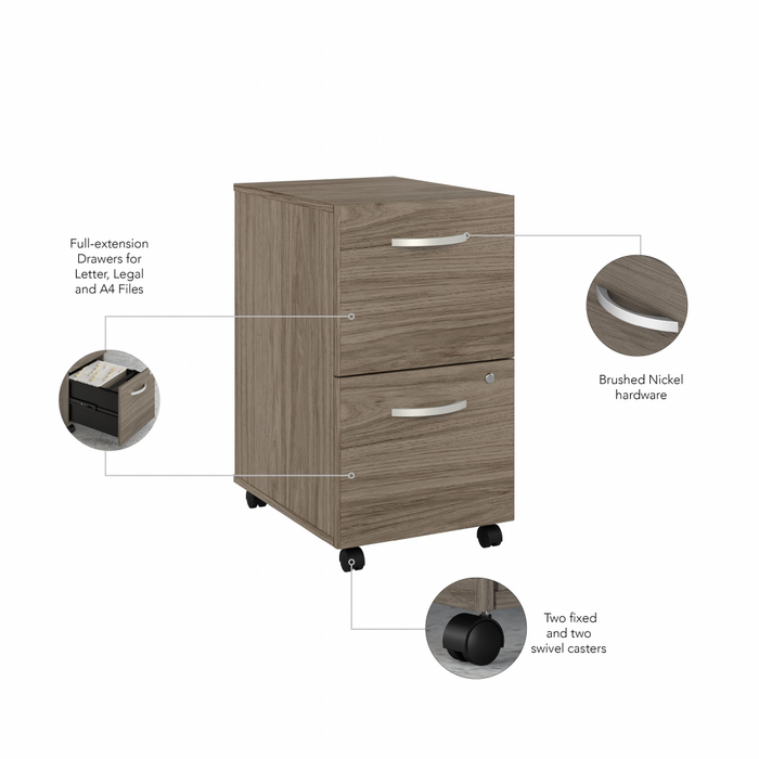 Hybrid 2 Drawer Mobile File Cabinet - Assembled