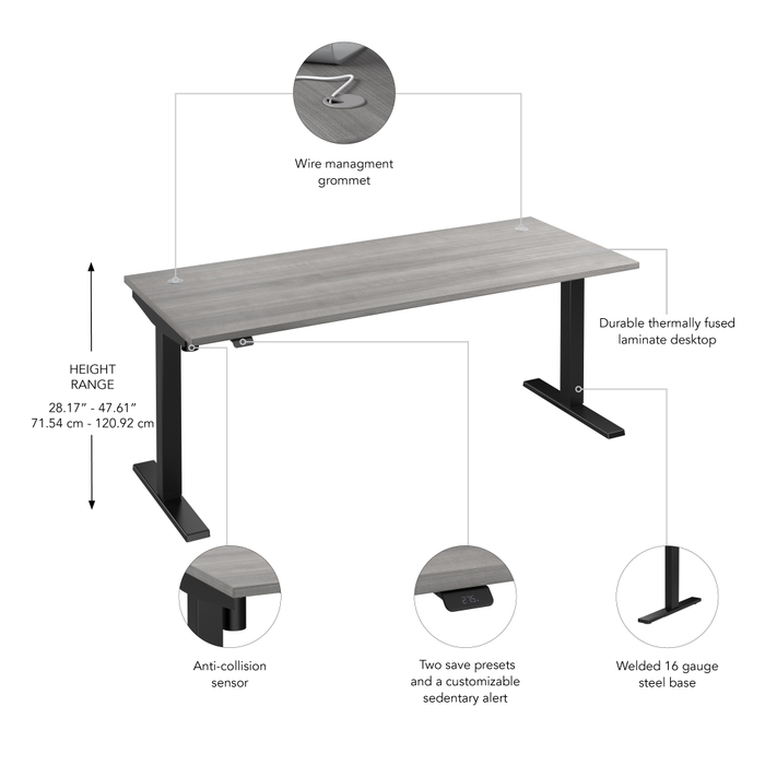 Move 40 Series 72W x 30D Electric Height Adjustable Standing Desk