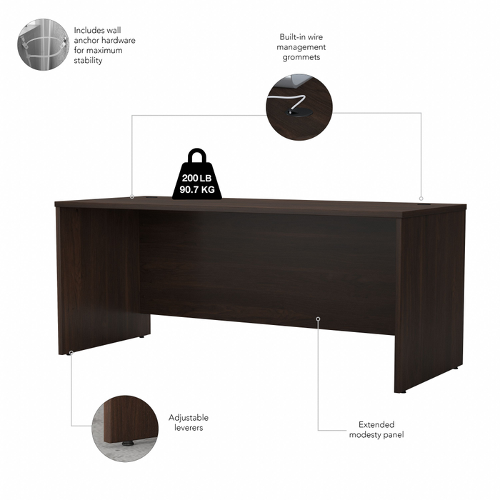 Studio C 72W x 30D Office Desk with Hutch and Mobile File Cabinet