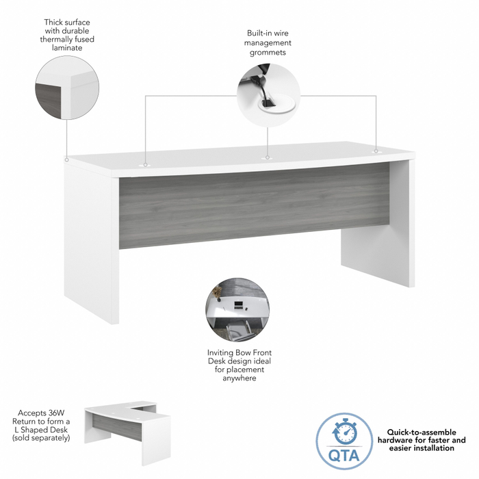 Echo 72W Bow Front Desk