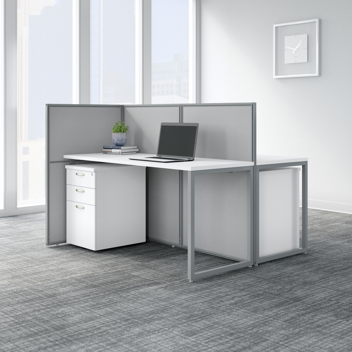 Easy Office 60W 2 Person Cubicle Desk with File Cabinets and 45H Panels