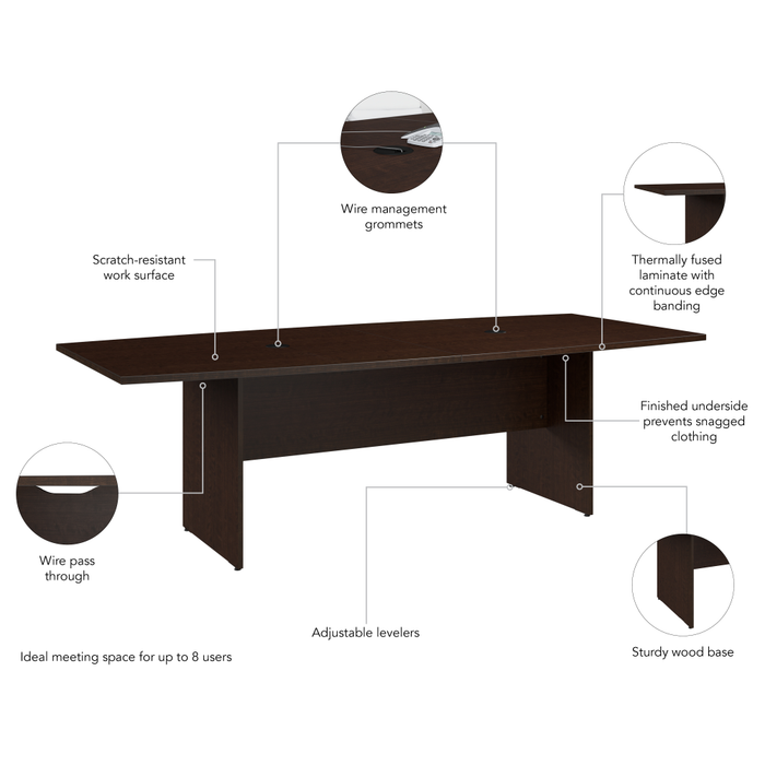 96-inch Office Conference Table with Wood Base