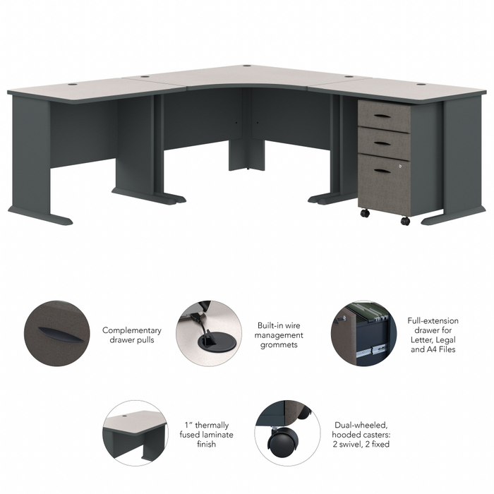 Series A 84W x 84D Corner Desk with Mobile File Cabinet
