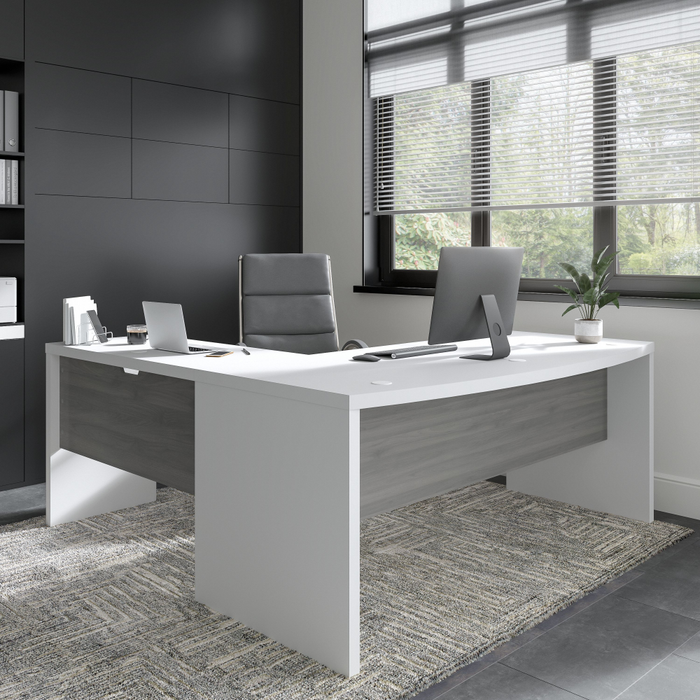 Echo 72W Bow Front L Shaped Desk and Chair Set