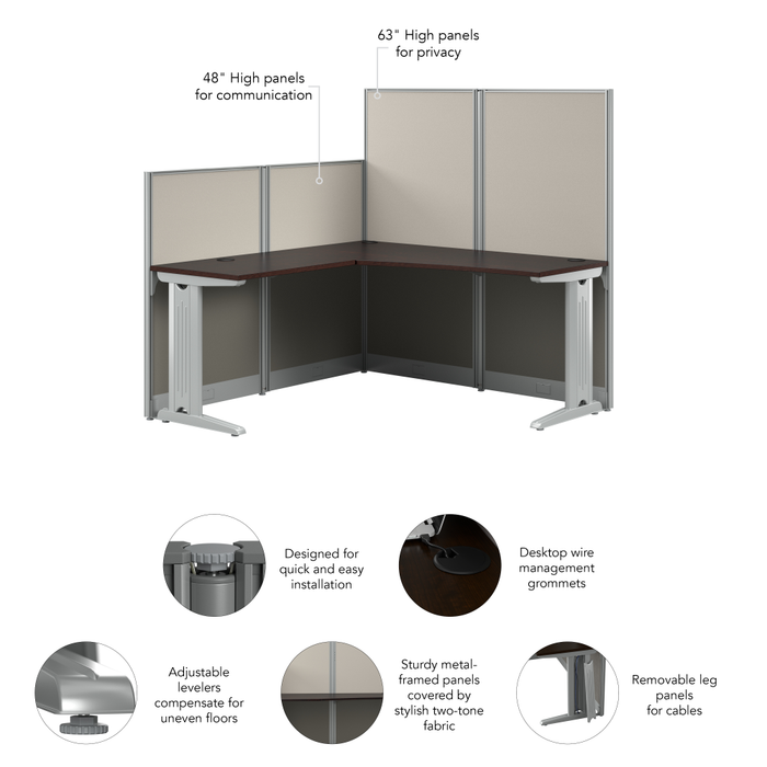 Office in an Hour 65-inch L Shaped Cubicle Desk