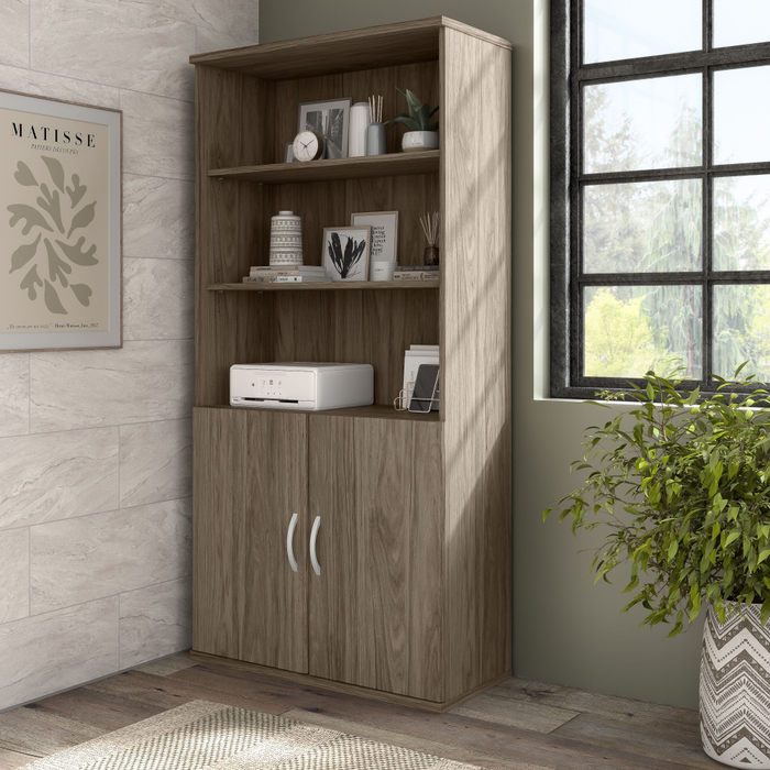 Hybrid Tall 5 Shelf Bookcase with Doors