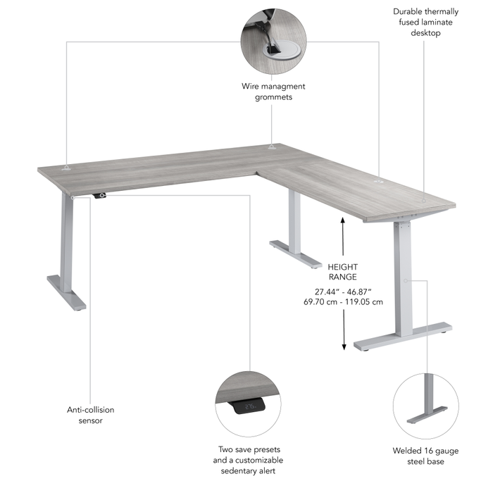 Move 60 Series 72W Height Adjustable L Shaped Standing Desk