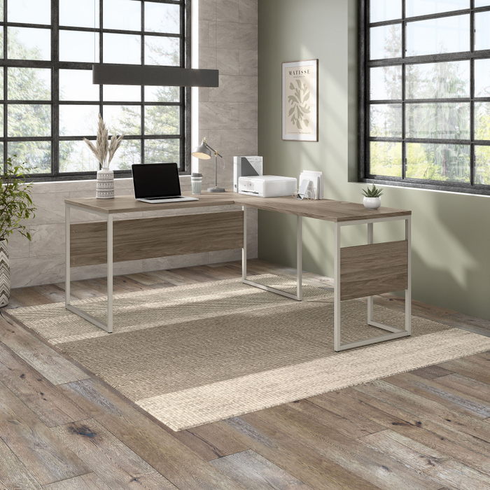 Hybrid 60W x 30D L Shaped Table Desk with Metal Legs