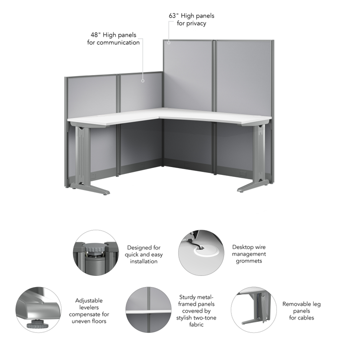 Office in an Hour 65-inch L Shaped Cubicle Desk