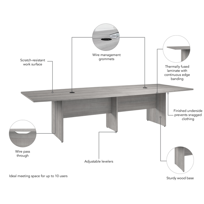 120-inch Office Conference Table with Wood Base