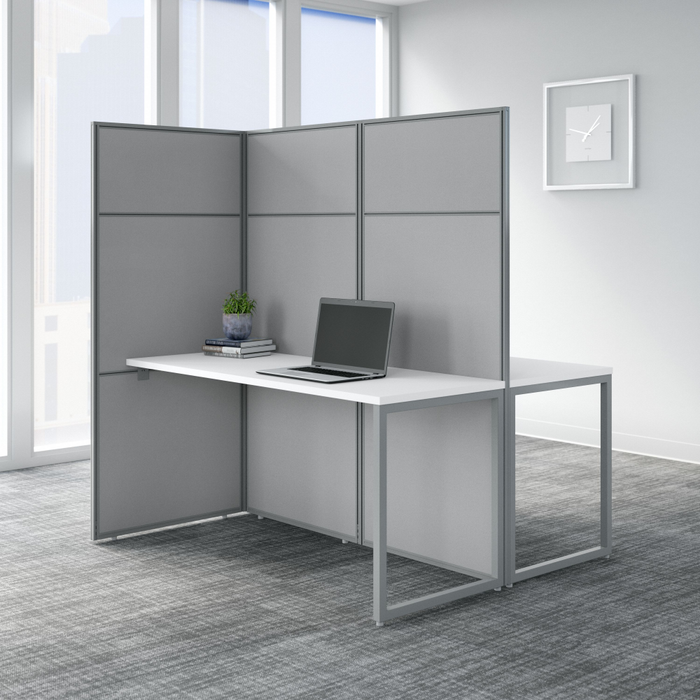 Easy Office 60W 2 Person Cubicle Desk Workstation with 66H Panels