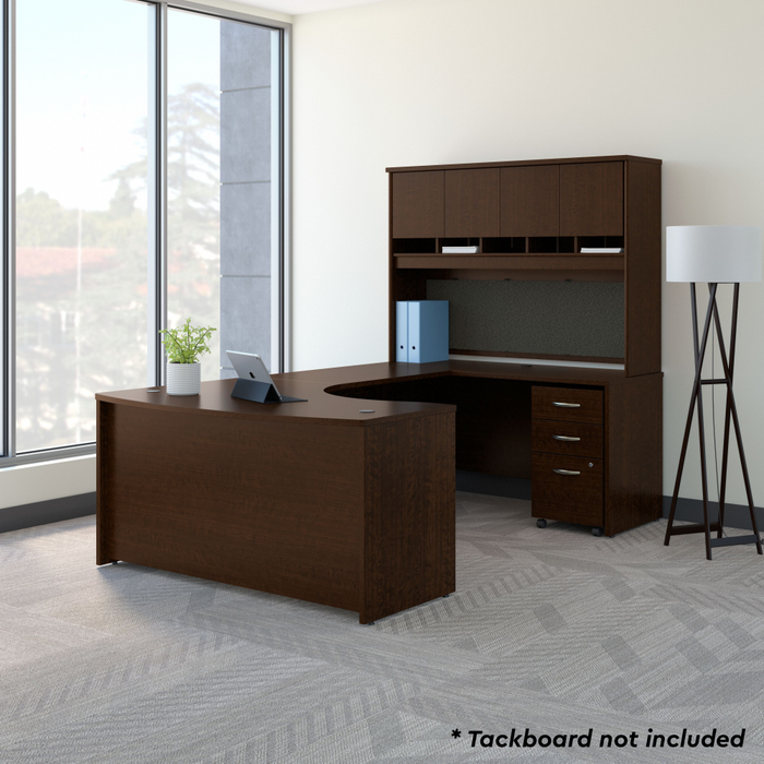 Series C 60W Right Handed Bow Front U Shaped Desk with Hutch and Storage