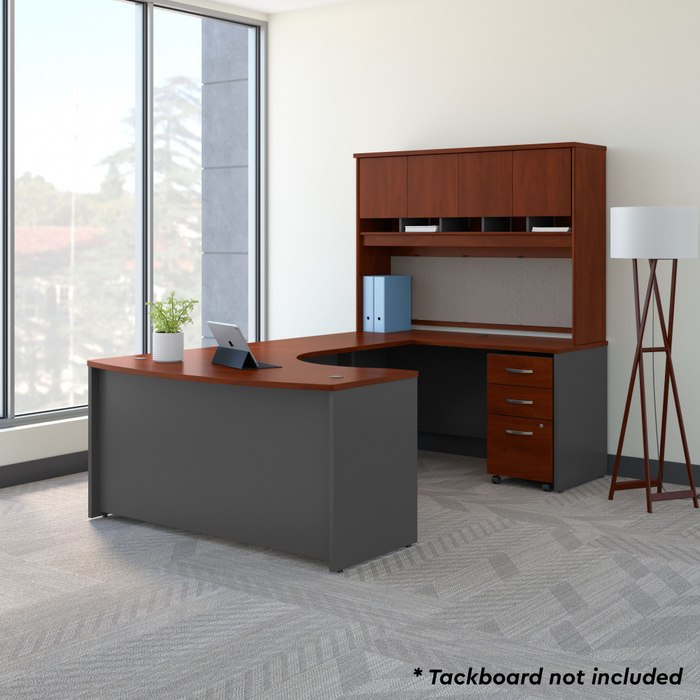 Series C 60W Right Handed Bow Front U Shaped Desk with Hutch and Storage