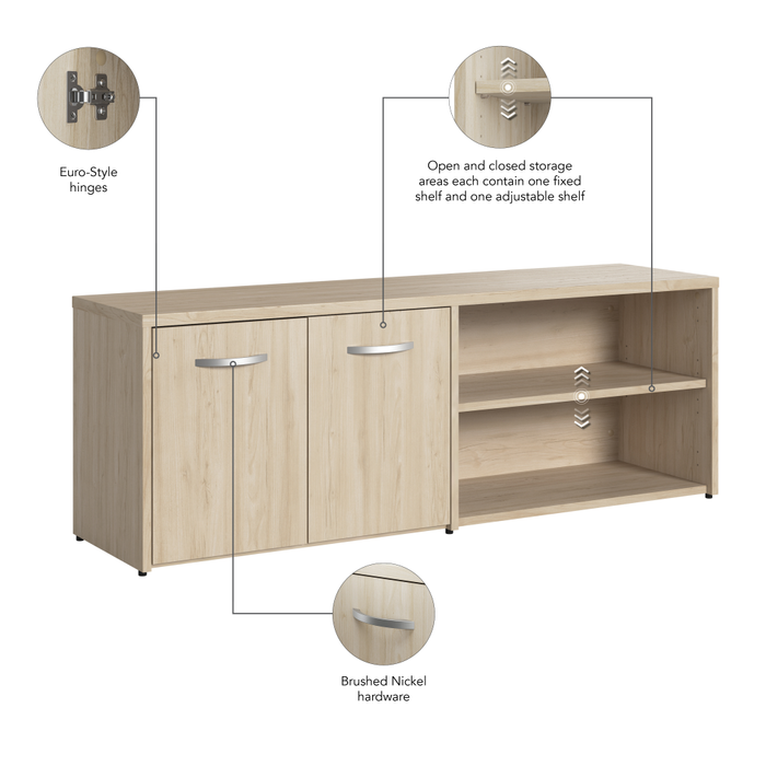 Studio C Low Storage Cabinet with Doors and Shelves