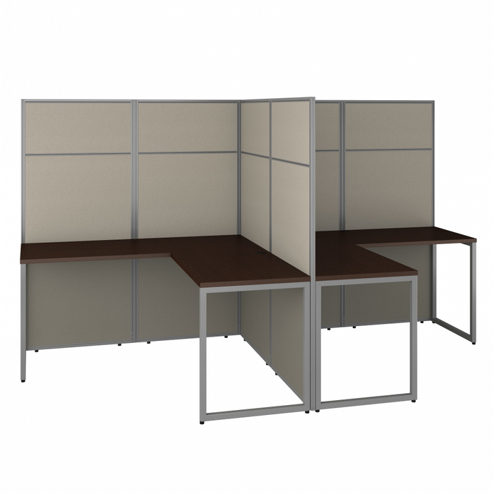 Easy Office 60W 2 Person L Shaped Cubicle Desk Workstation with 66H Panels