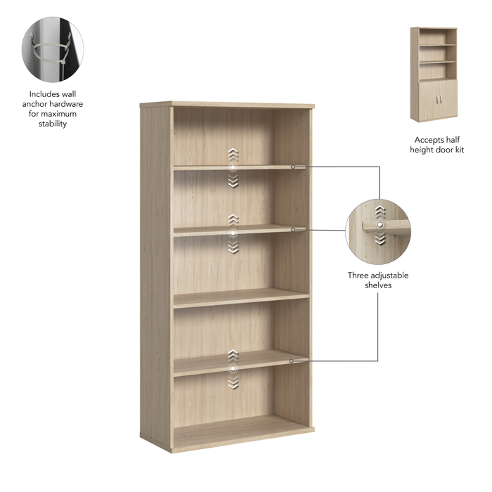 Studio C Tall 5 Shelf Bookcase