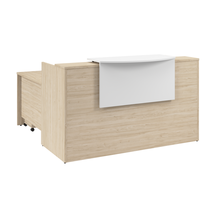 Arrive 72W x 72D L Shaped Reception Desk with Counter and Mobile File Cabinet