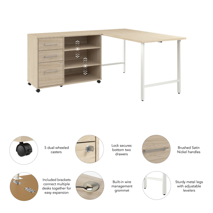 Hustle 60W x 30D Computer Desk and Storage Cabinet with Drawers and Shelves