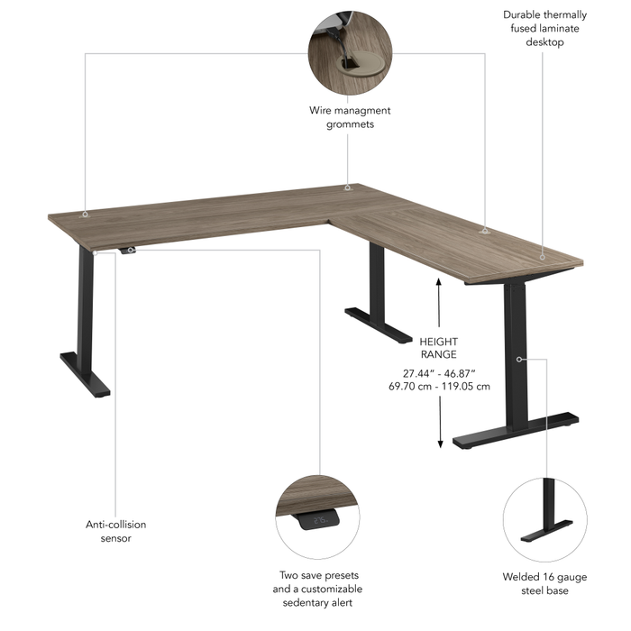 Move 60 Series 72W Height Adjustable L Shaped Standing Desk