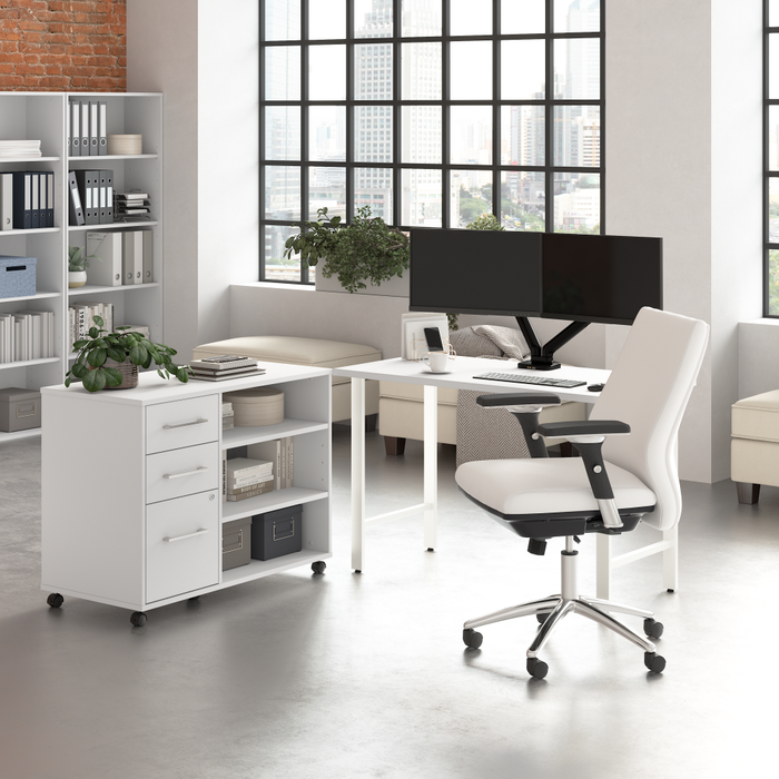 Hustle 48W x 24D Computer Desk and Storage Cabinet with Drawers and Shelves