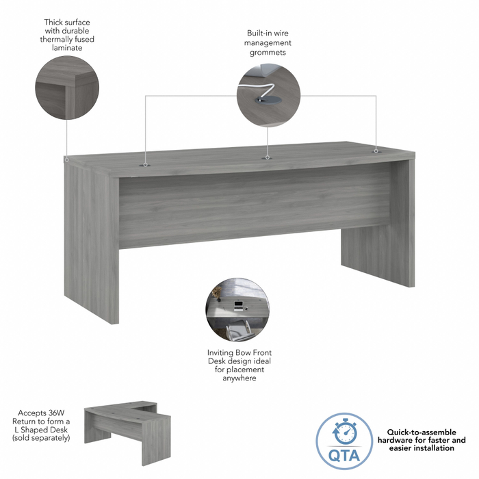 Echo 72W Bow Front Desk