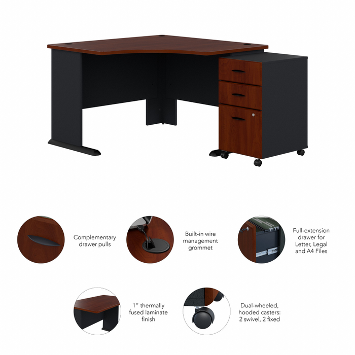 Series A 48W Corner Desk with Mobile File Cabinet