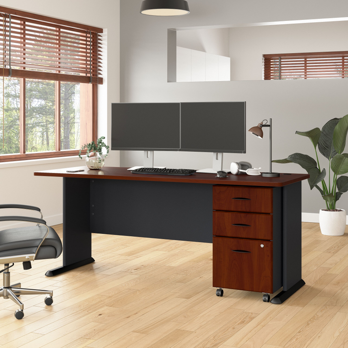 Series A 72W Desk with Mobile File Cabinet