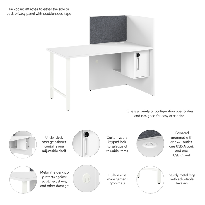 Hustle 60-inch Cubicle Desk for Office with Locking Storage Cabinet