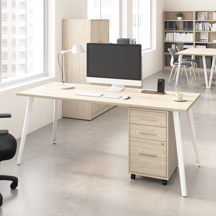 Vista 72W Desk with Splayed Metal Legs and 3 Drawer Mobile File Cabinet