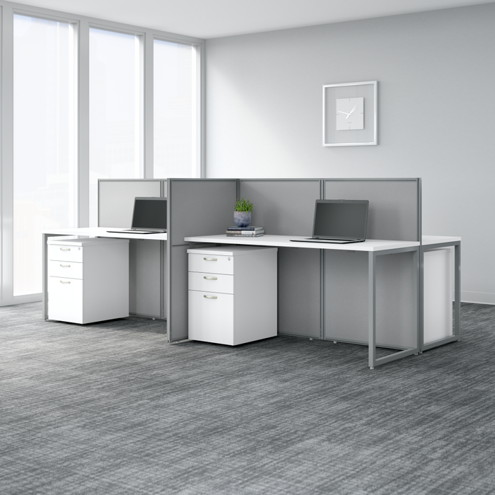 Easy Office 60W 2 Person Cubicle Desk Workstation with 45H Panels