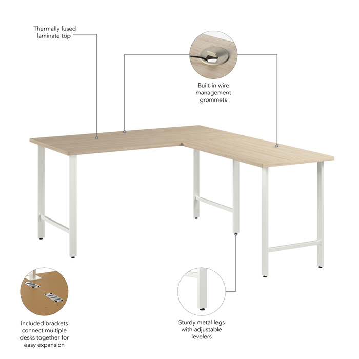 Hustle 60W x 30D L Shaped Computer Desk with Metal Legs