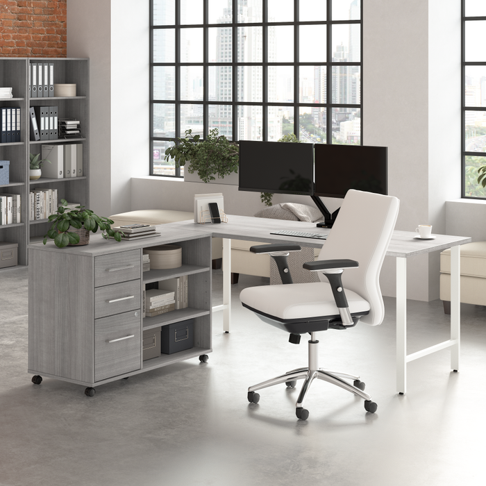 Hustle 72W x 30D Computer Desk and Storage Cabinet with Drawers and Shelves
