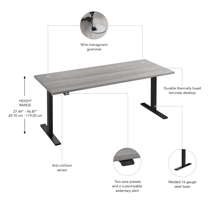 Move 60 Series 72W x 30D Electric Height Adjustable Standing Desk