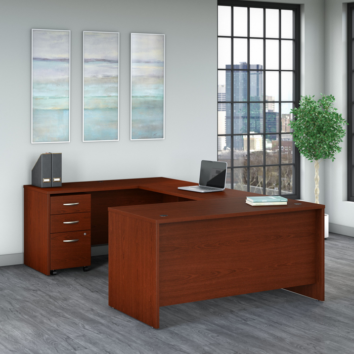 Series C 60W U Shaped Desk with 3 Drawer Mobile File Cabinet