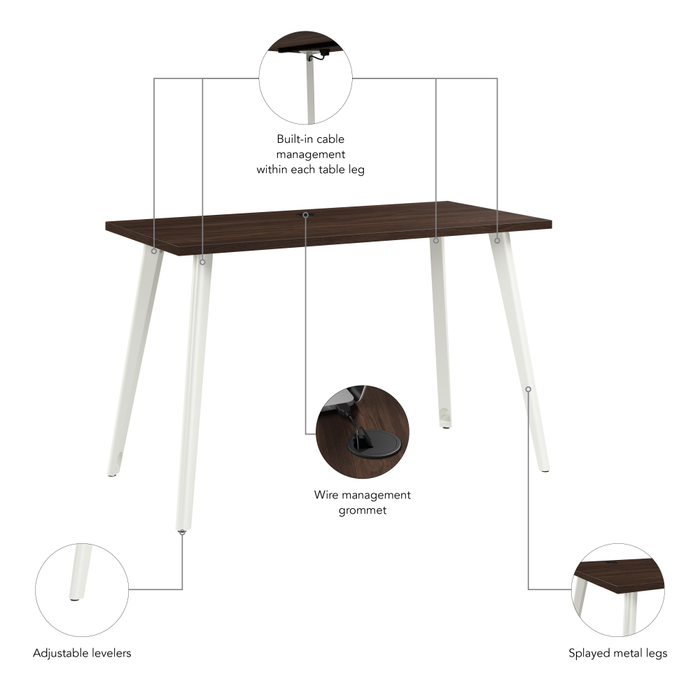 Vista 48W x 24D Computer Desk with Splayed Metal Legs