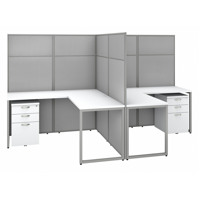 Easy Office 60-inch 2 Person L Shaped Cubicle Desk with Drawers and Tall Panels