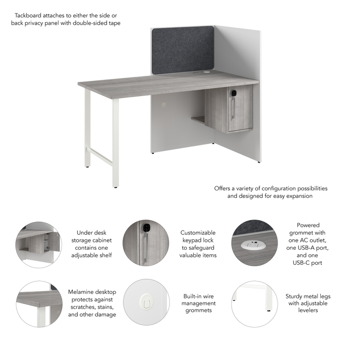 Hustle 60-inch Cubicle Desk for Office with Locking Storage Cabinet
