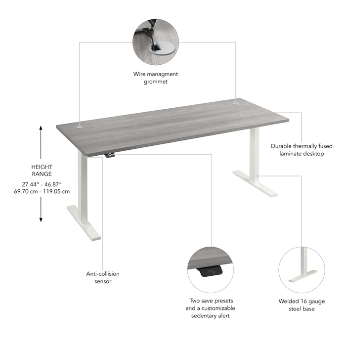 Move 60 Series 72W x 30D Electric Height Adjustable Standing Desk