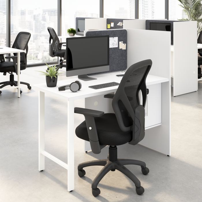Hustle 48-inch Cubicle Desk for Office with Locking Storage Cabinet