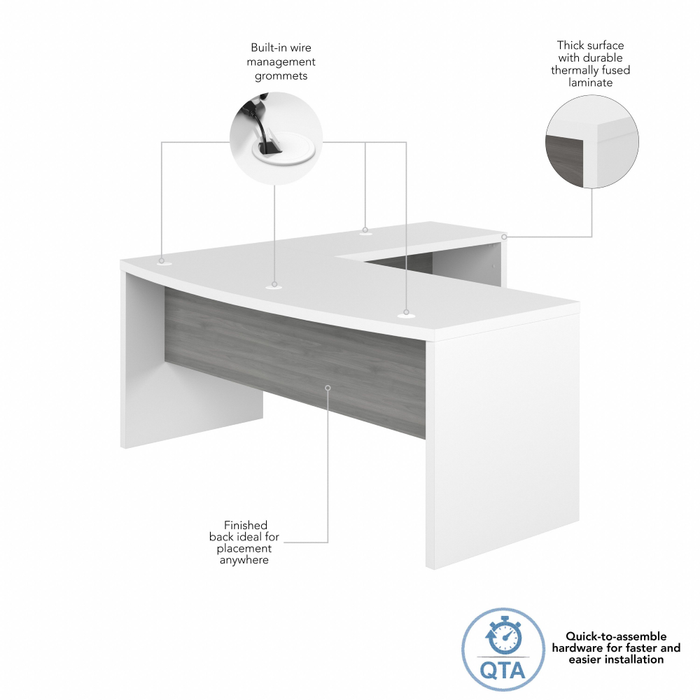 Echo 72W Bow Front L Shaped Desk
