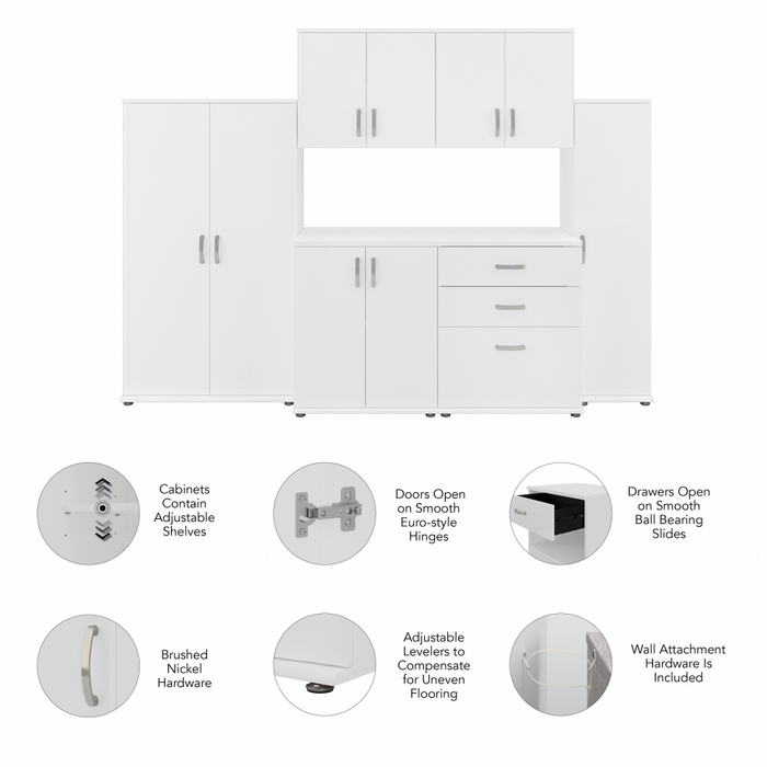 Universal 108W 6 Piece Modular Storage Set with Floor and Wall Cabinets